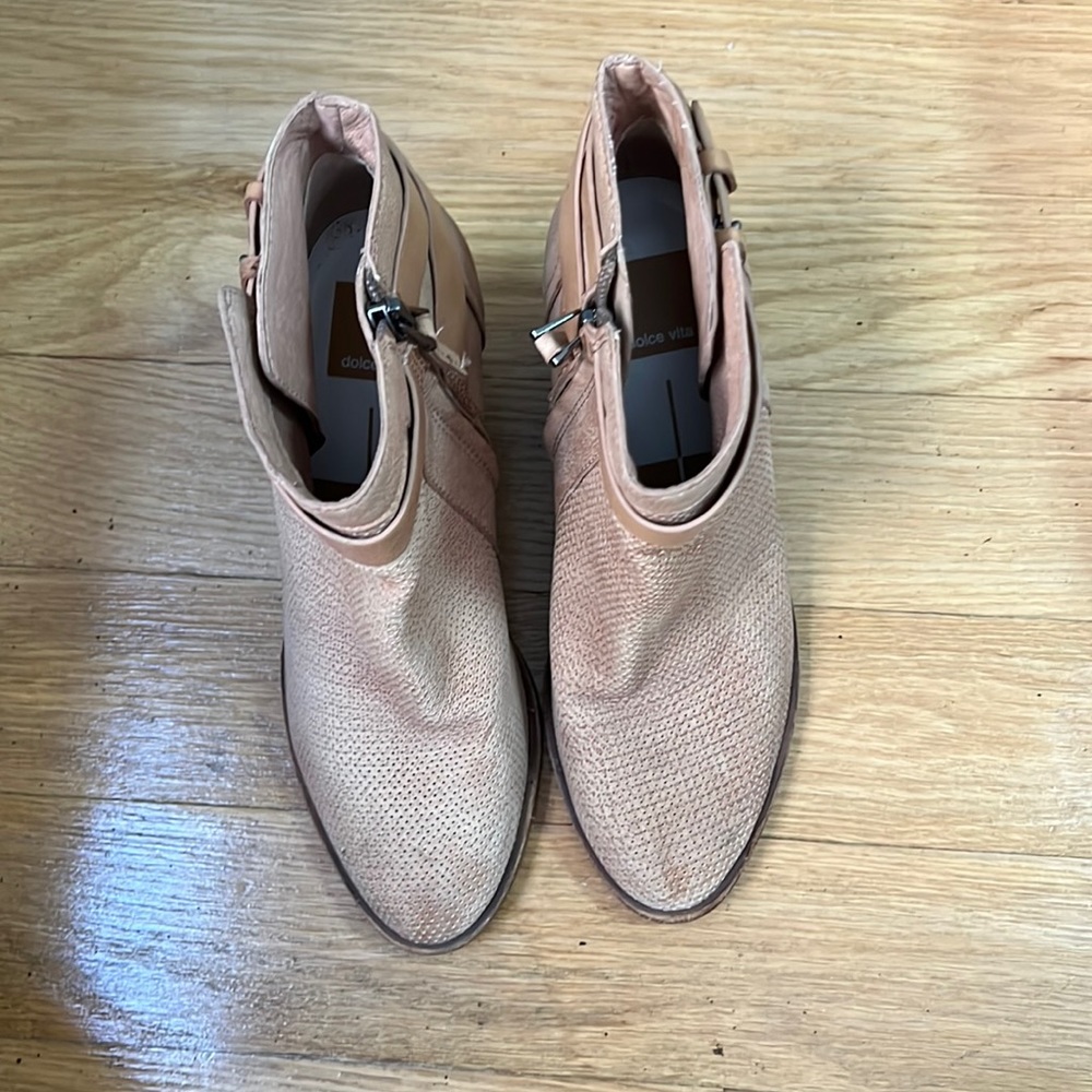 Tan Dolce Vita ankle boots.